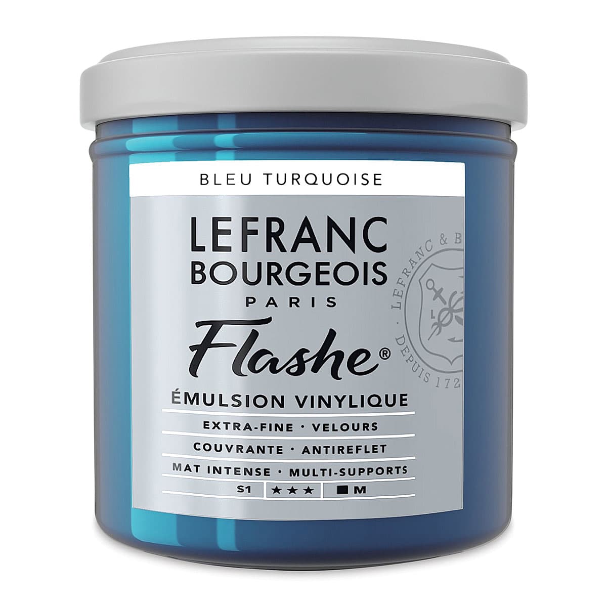Lefranc & Bourgeois Flashe Vinyl Paint - Turquoise Blue, 125 ml jar