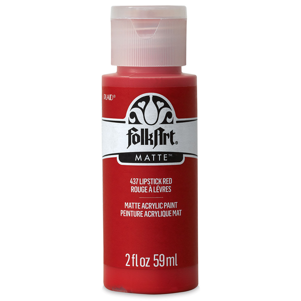 FolkArt Matte Acrylic Paint - Lipstick Red, 2 oz, Bottle (Front)