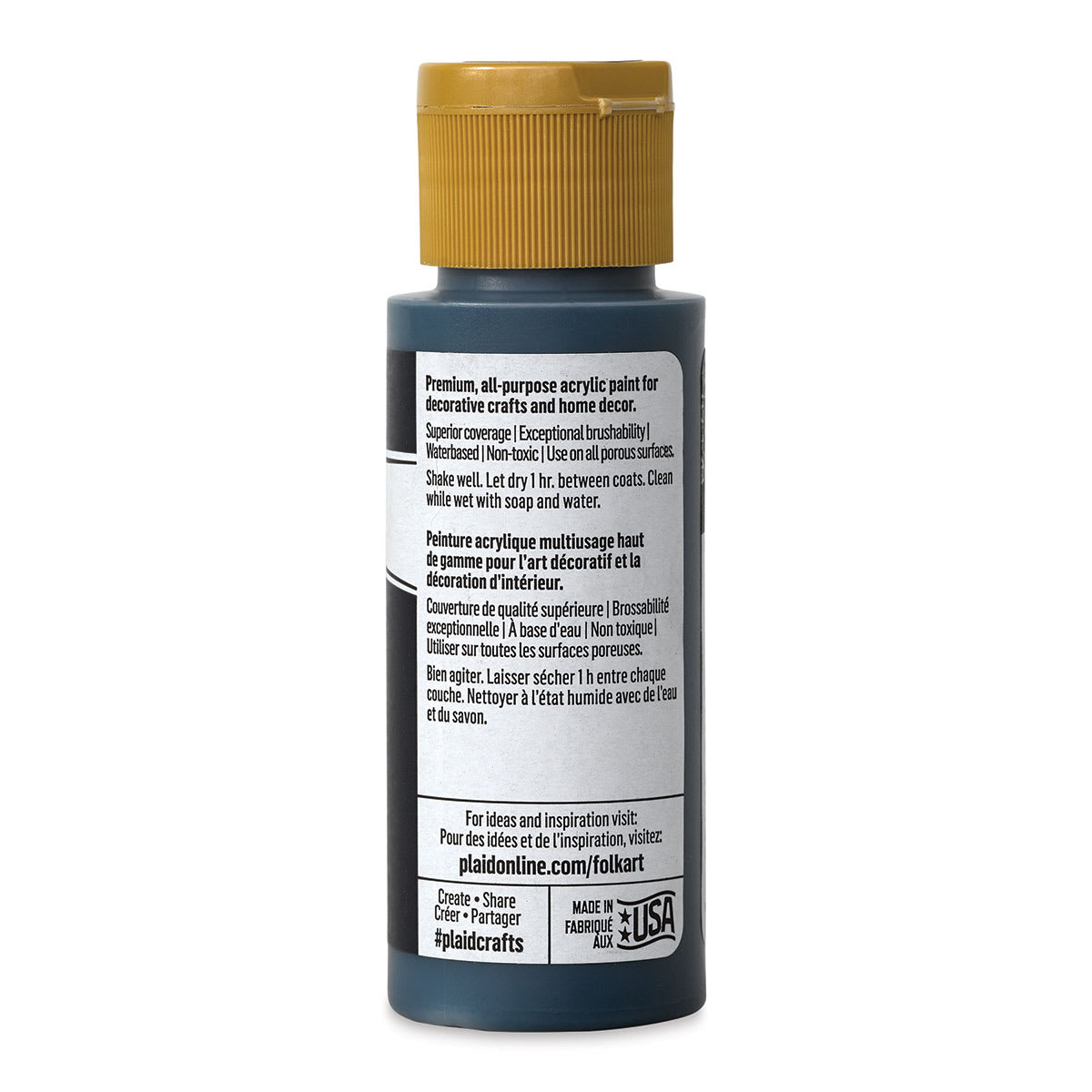 FolkArt Matte Acrylic Paint - Navy Blue, 2 oz, Bottle (Back)