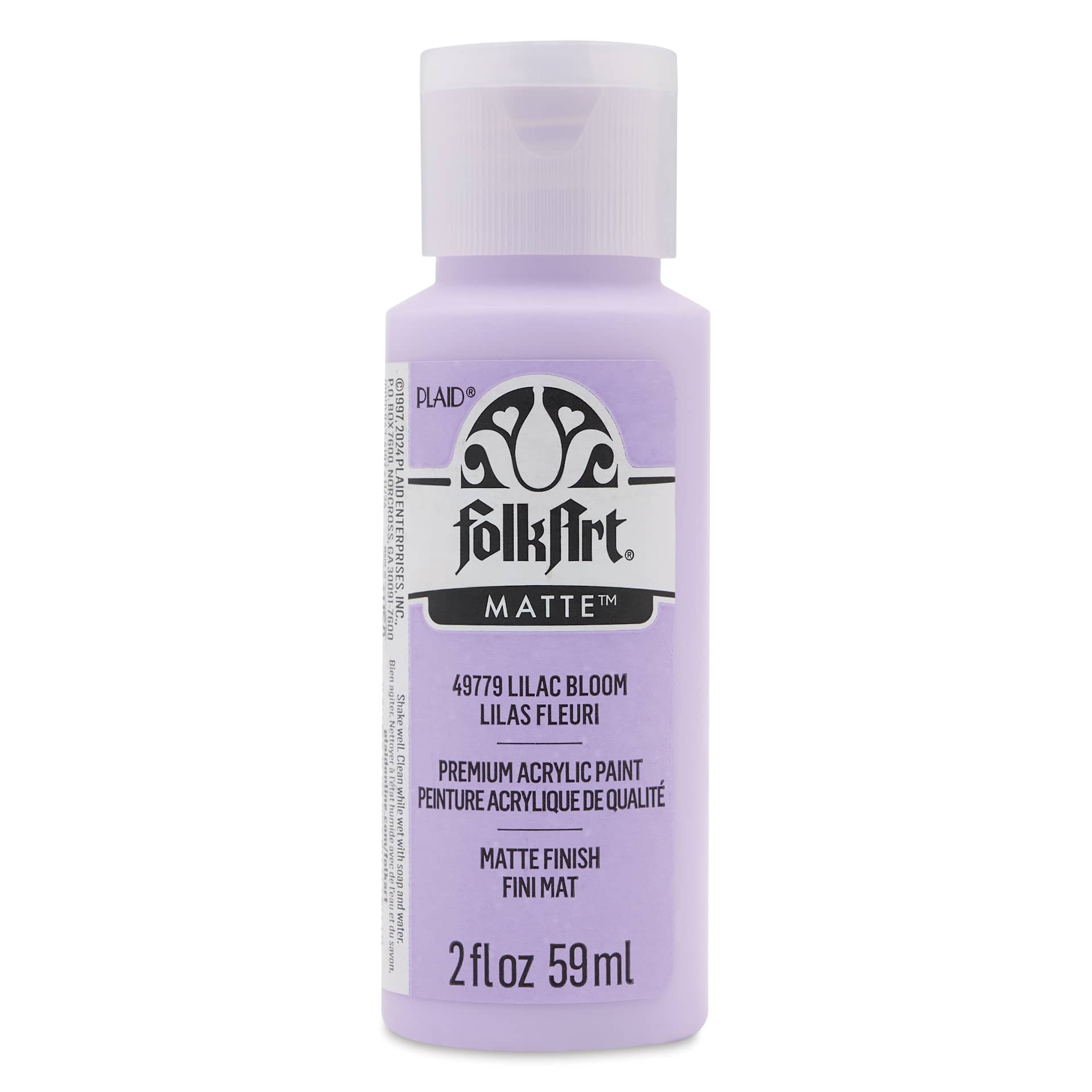 FolkArt Matte Acrylic Paint - Lilac Bloom, 2 oz, Bottle, front of bottle