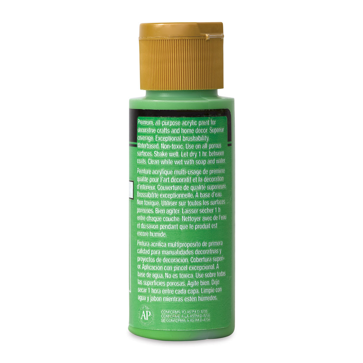 FolkArt Matte Acrylic Paint - Lime Green, 2 oz, Bottle (Back)