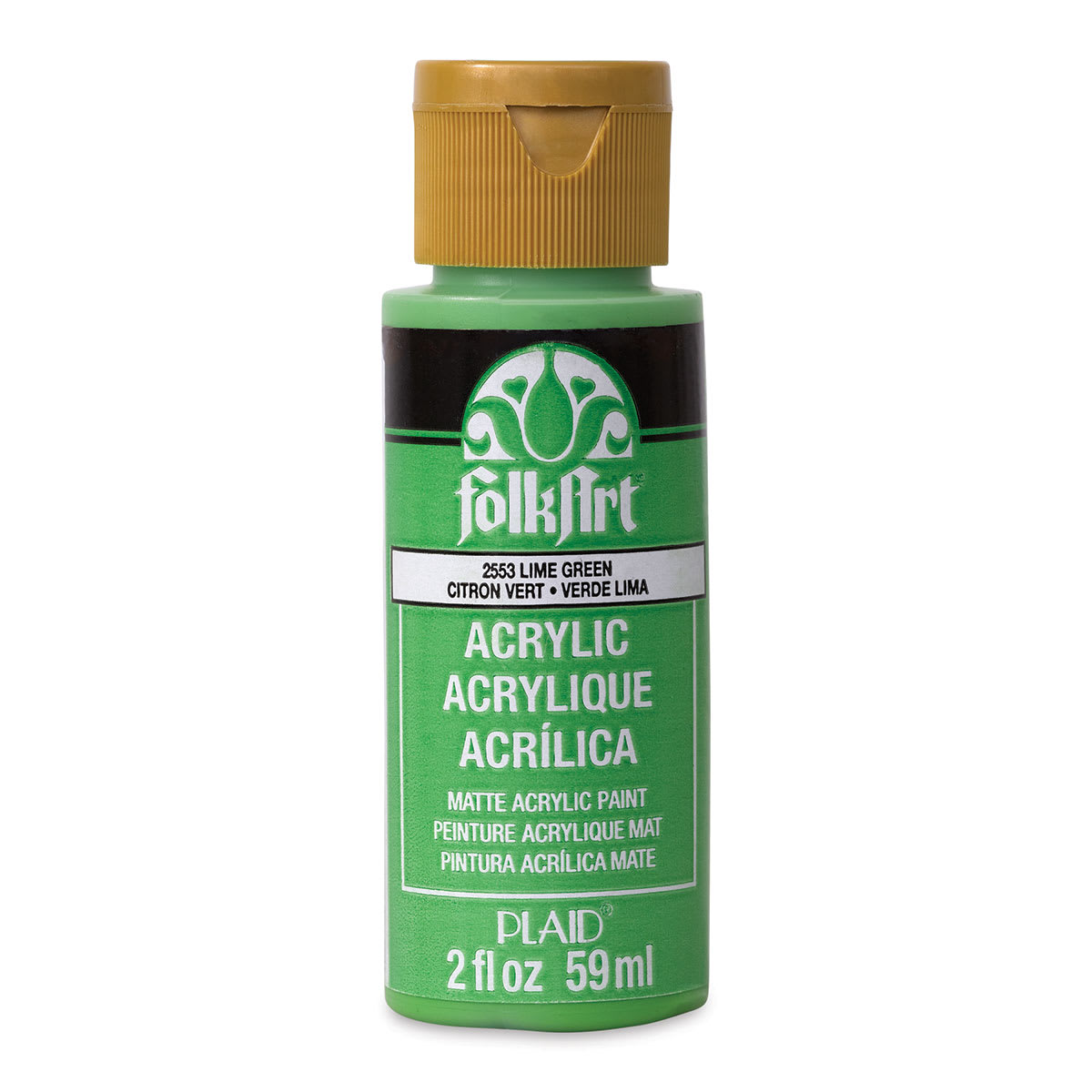 FolkArt Matte Acrylic Paint - Lime Green, 2 oz, Bottle (Front)