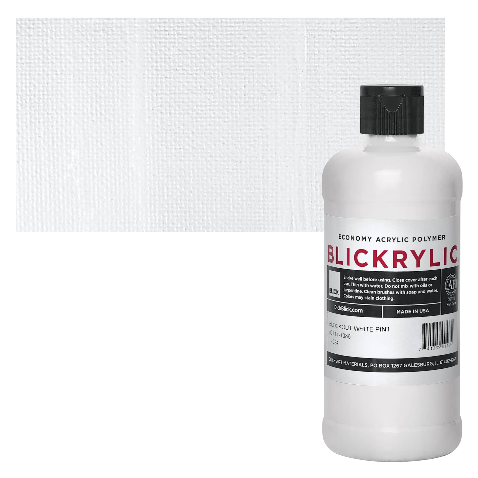 Blickrylic Student Acrylic - Blockout White, Pint and swatch