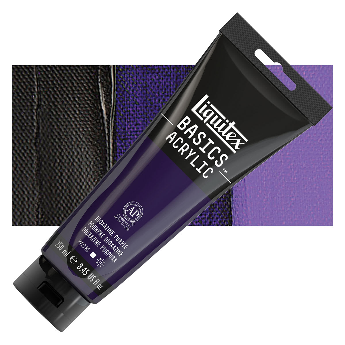 Liquitex Basics Acrylic Paint - Dioxazine Purple, 8.5 oz Tube and swatch