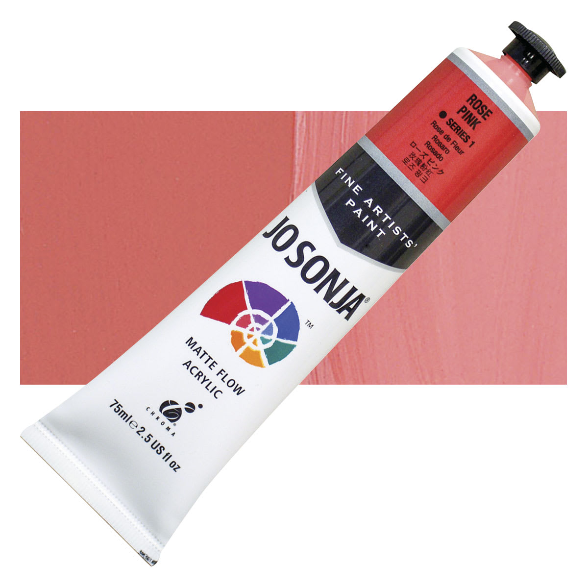 Jo Sonja's Artist Acrylic - Rose Pink, 2.5 oz tube and swatch