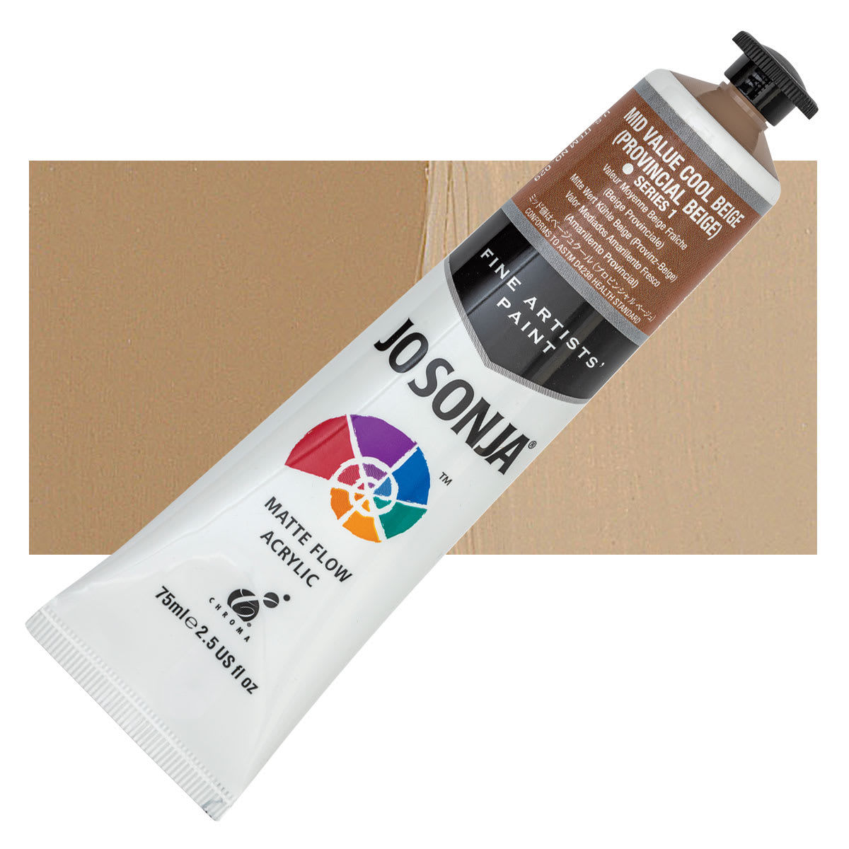 Jo Sonja's Artist Acrylic - Provincial Beige, 2.5 oz tube and swatch
