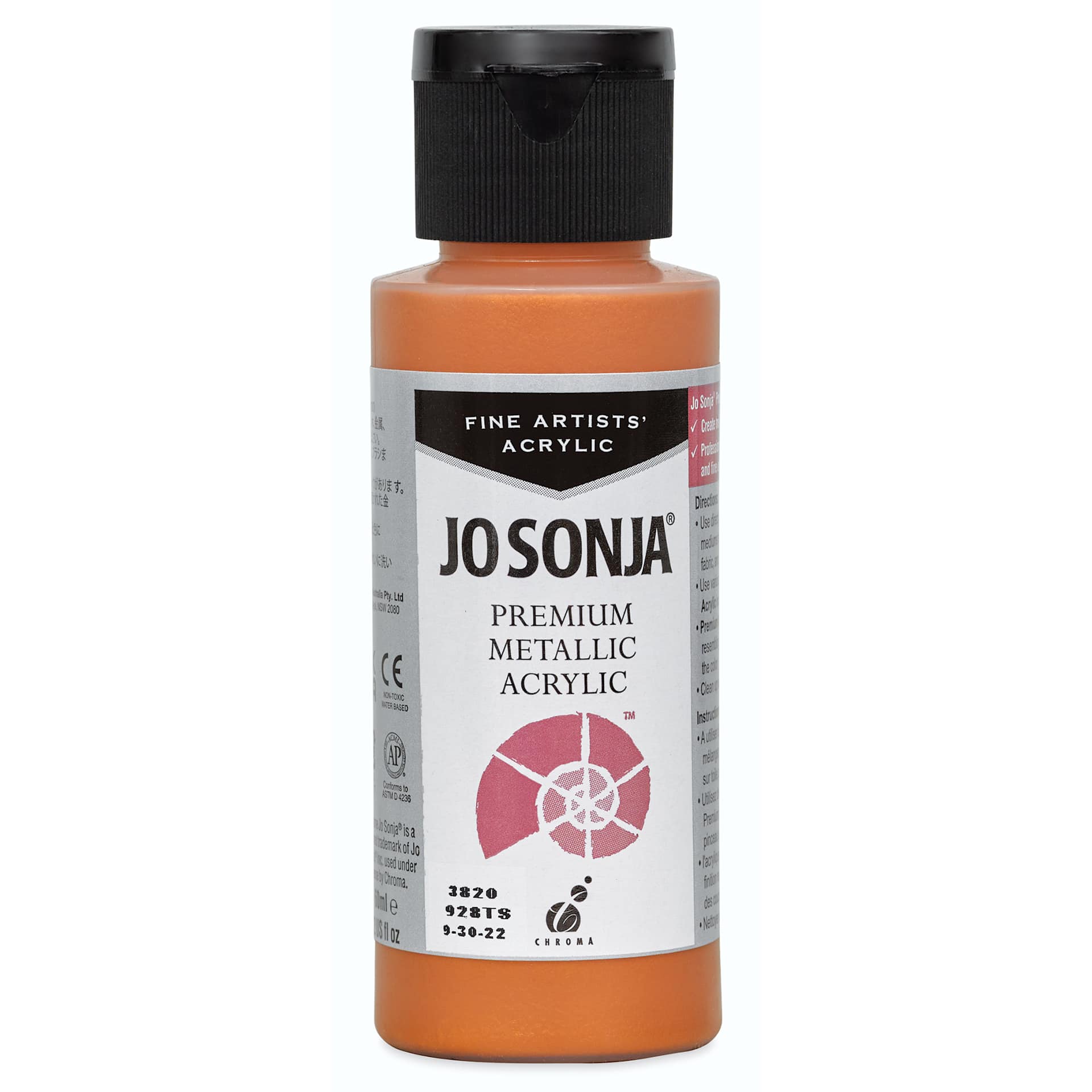 Chroma’s Jo Sonja Premium Metallic - Aztec Gold, 2 oz bottle