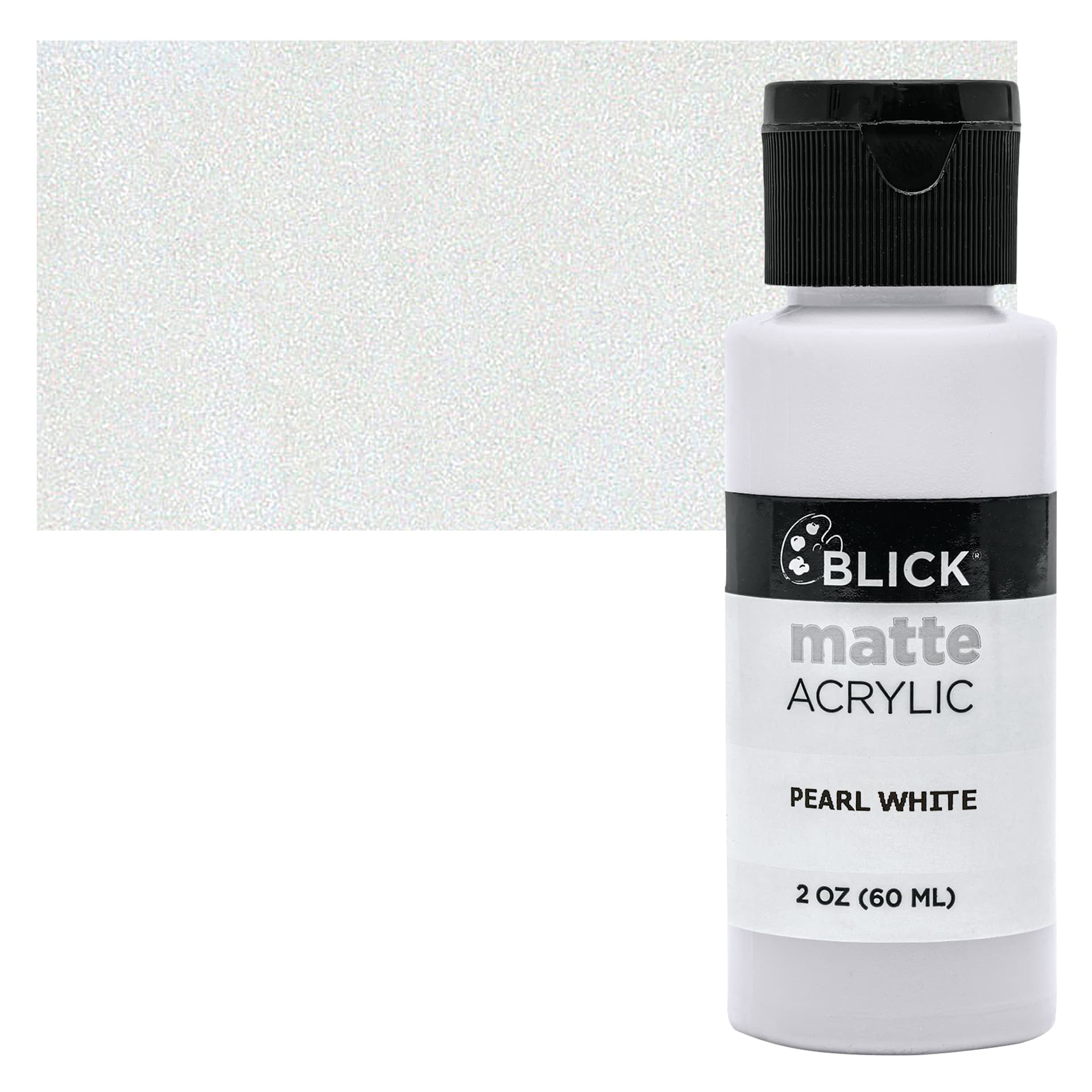 Blick Matte Acrylic - Pearl White, 2 oz bottle and swatch