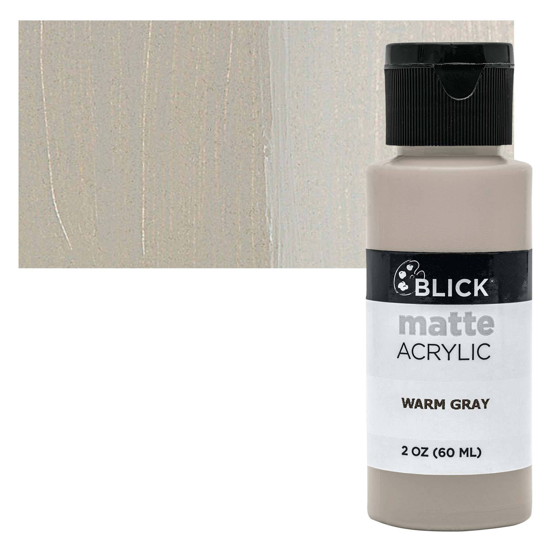 Blick Matte Acrylic - Warm Gray, 2 oz bottle and swatch