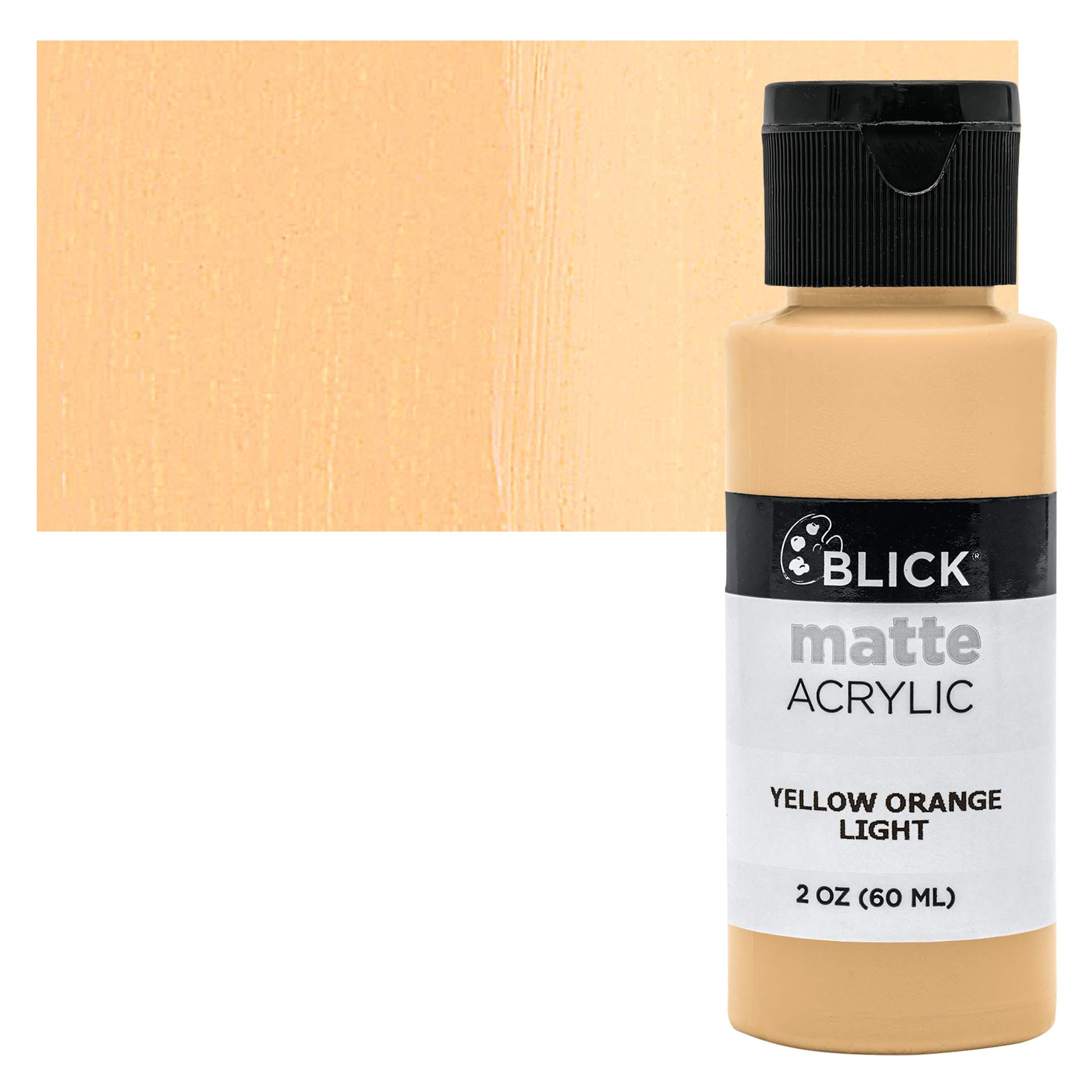 Blick Matte Acrylic - Yellow Orange Light, 2 oz bottle and swatch