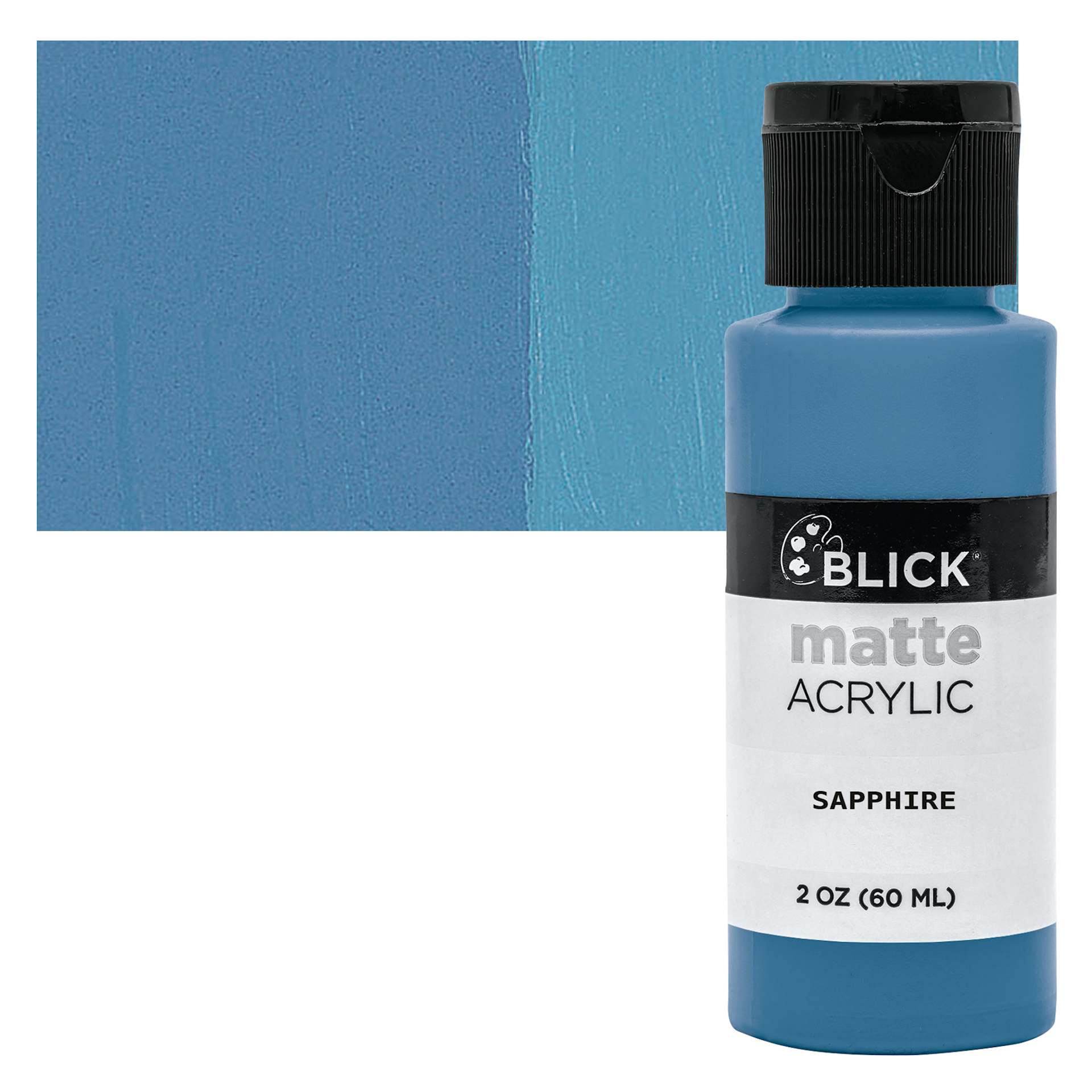 Blick Matte Acrylic - Sapphire, 2 oz bottle and swatch