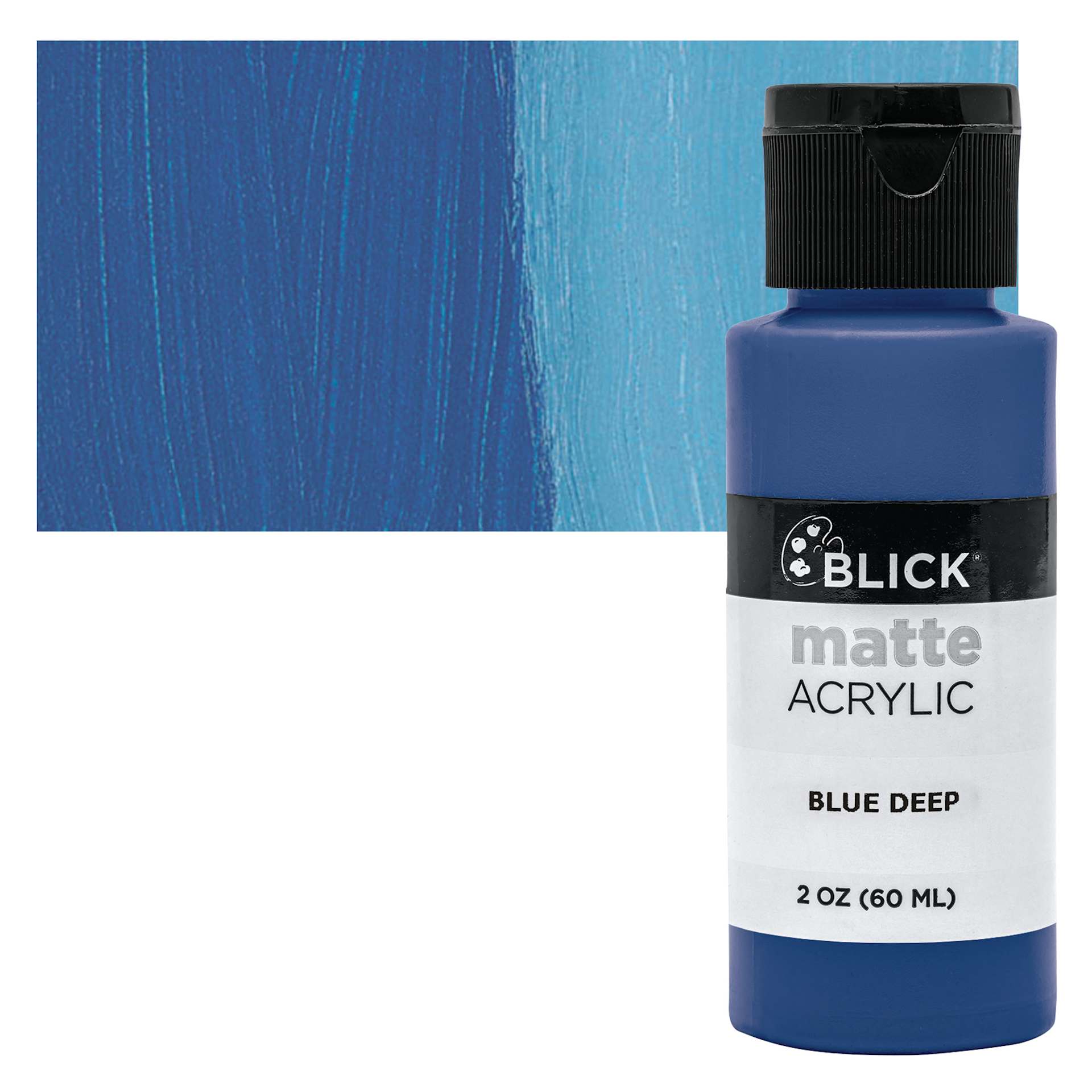 Blick Matte Acrylic - Blue Deep, 2 oz bottle and swatch