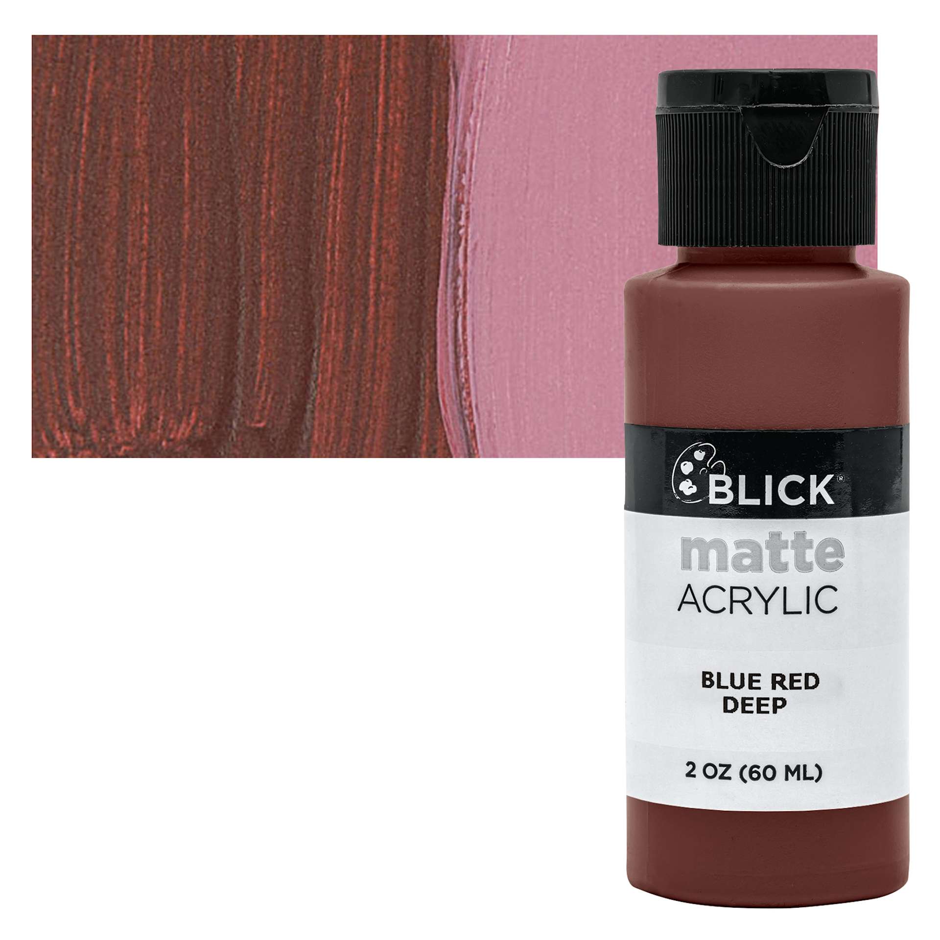 Blick Matte Acrylic - Blue Red Deep, 2 oz bottle and swatch