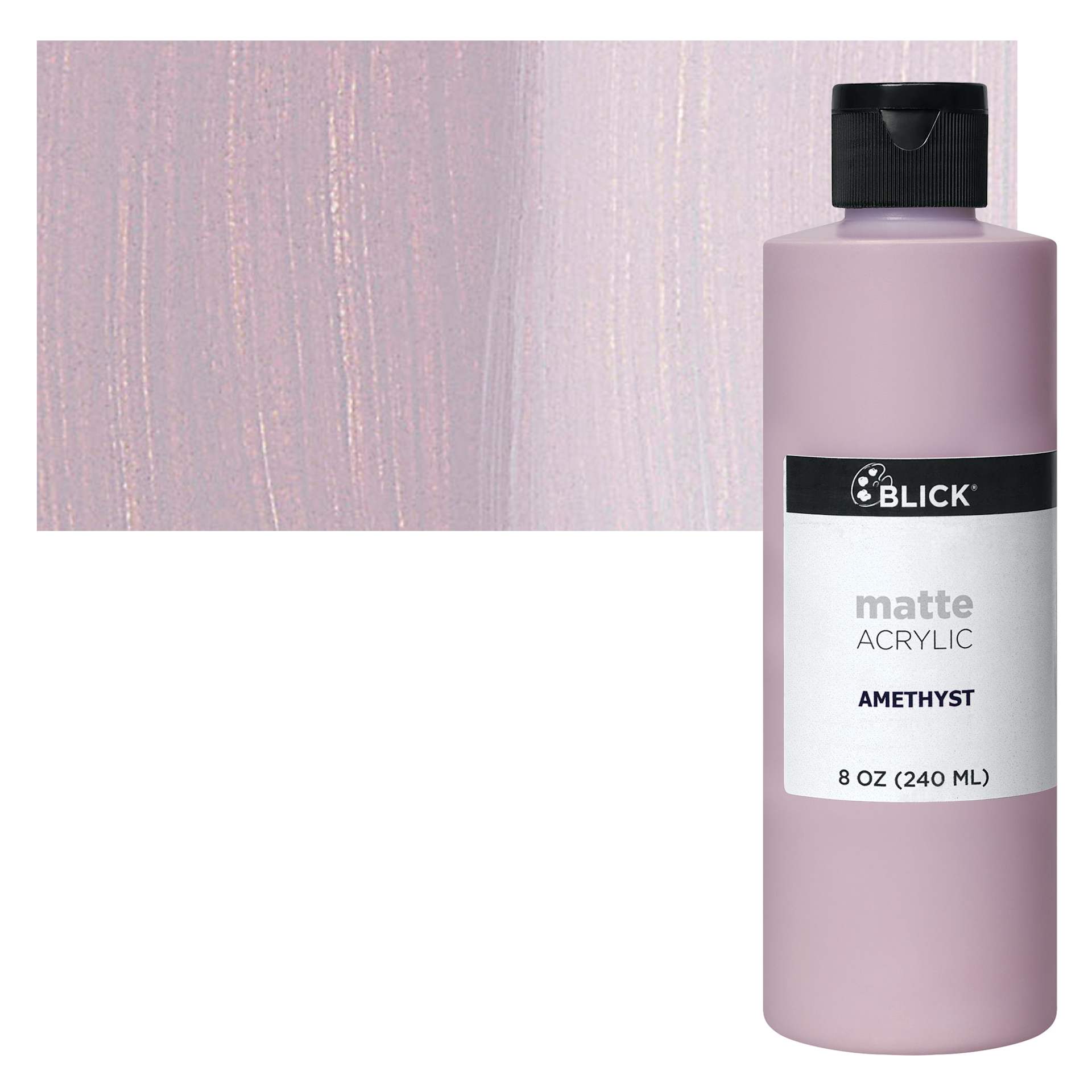 Blick Matte Acrylic - Amethyst, 8 oz bottle and swatch