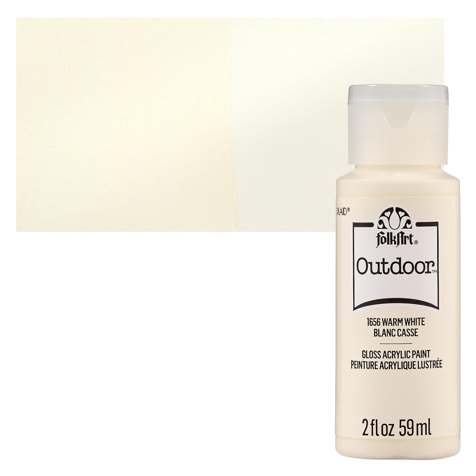 FolkArt Outdoor Acrylic Paint - Warm White, 2 oz, Bottle and Swatch