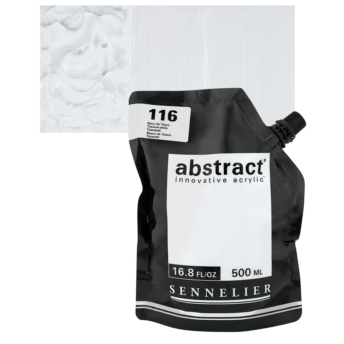 Sennelier Abstract Acrylic - Titanium White, 500 ml pouch and swatch