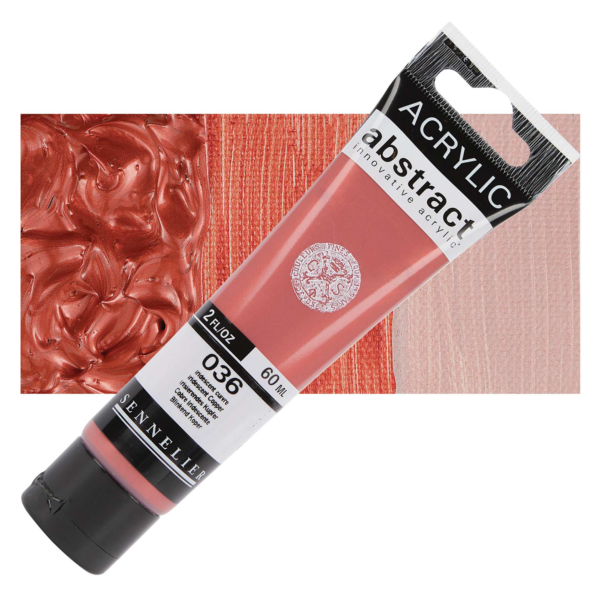 Sennelier Abstract Acrylic - Iridescent Copper, 60 ml tube and swatch
