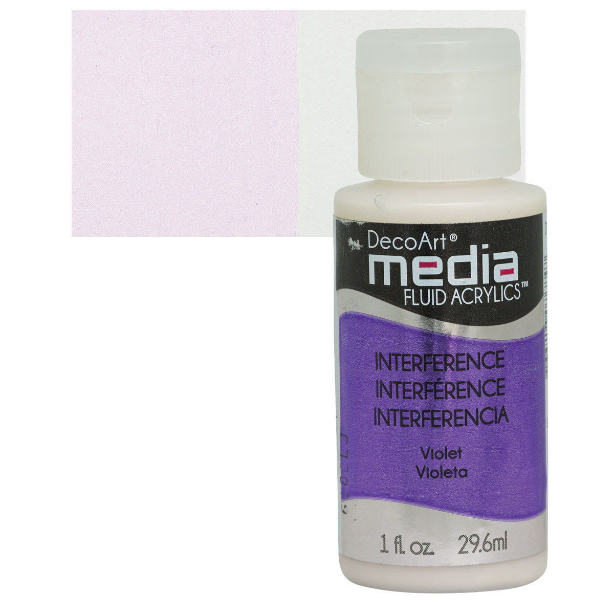 Deco Art Media Fluid Acrylic - Interference Violet 1 oz Bottle and swatch