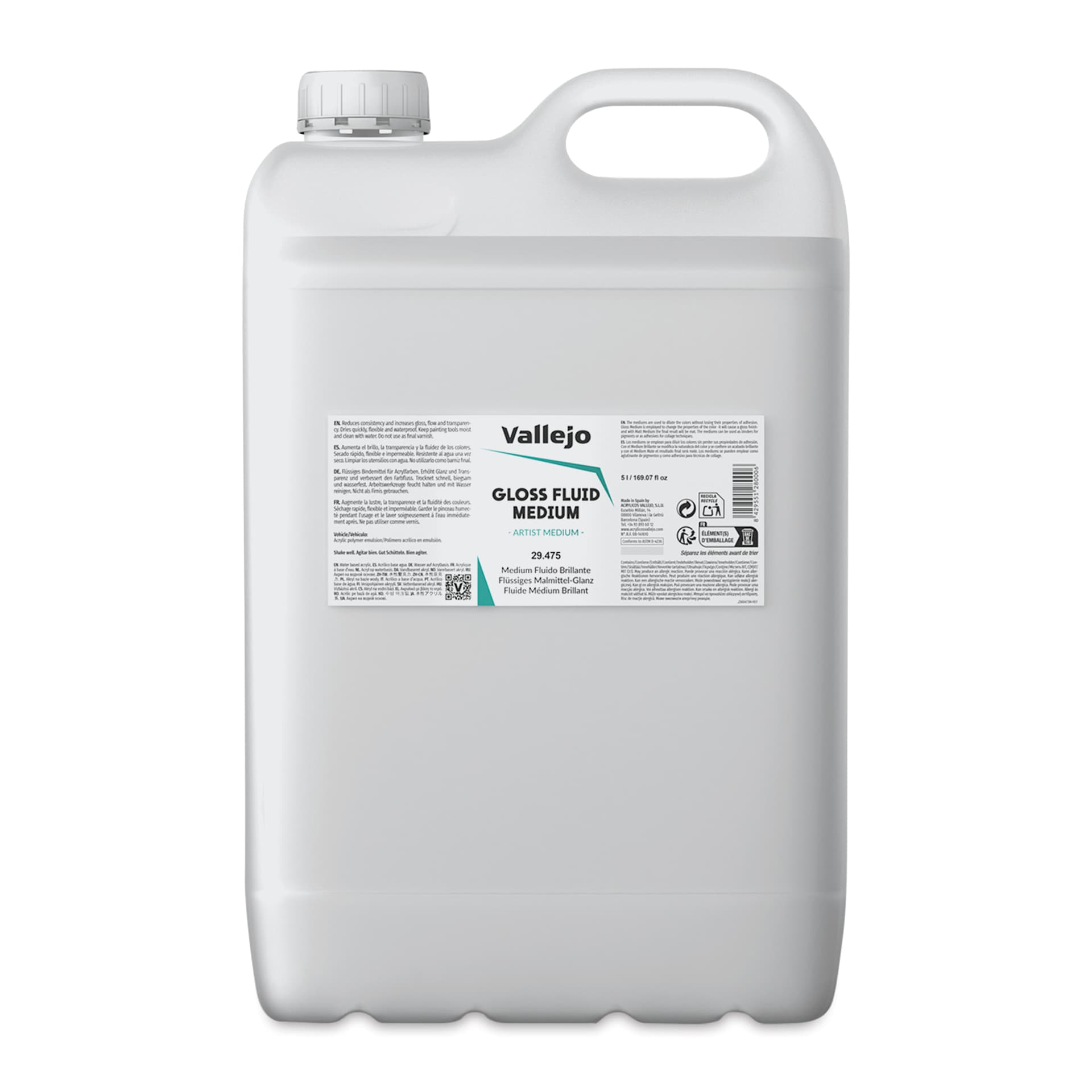 Vallejo Acrylic Fluid Medium - Gloss, 5 Liter