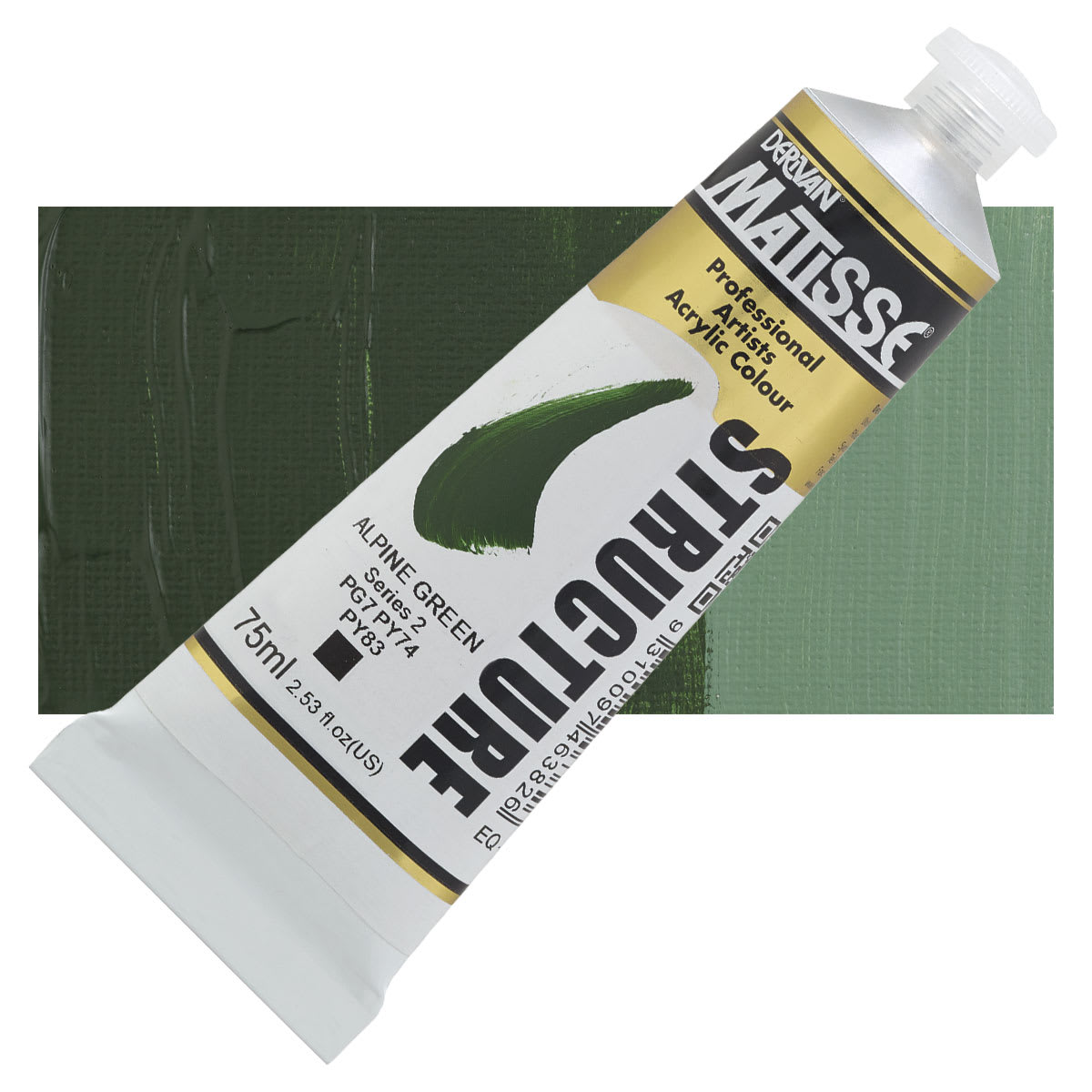 Matisse Structure Paint - Alpine Green, 75 ml tube and swatch