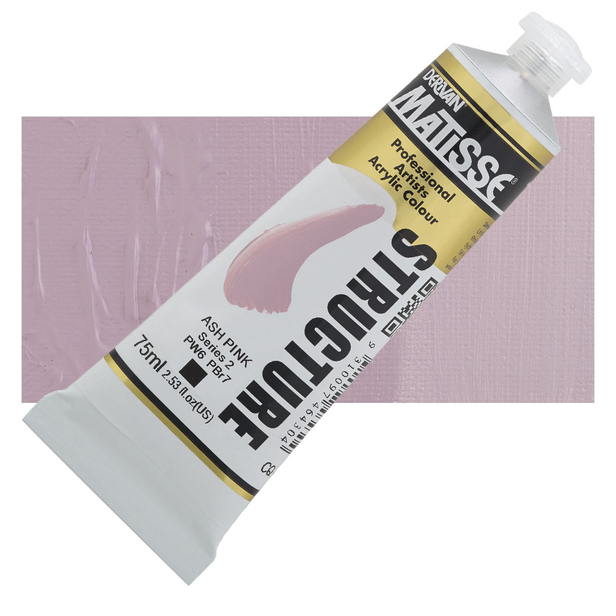 Matisse Structure Paint - Ash Pink, 75 ml tube and swatch