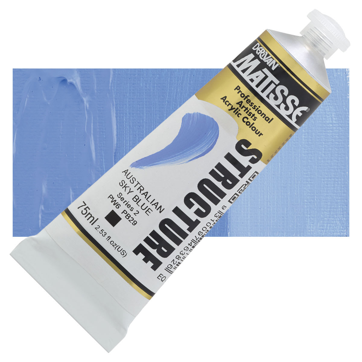 Matisse Structure Paint - Australian Blue Sky, 75 ml tube and swatch