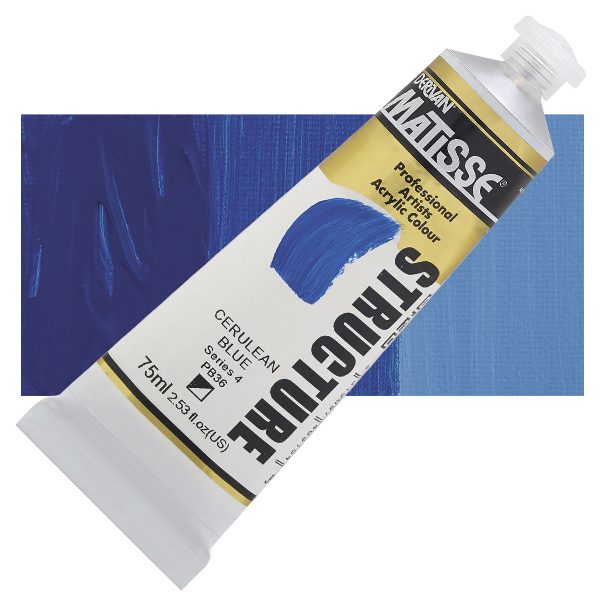 Matisse Structure Paint - Cerulean Blue, 75 ml tube and swatch