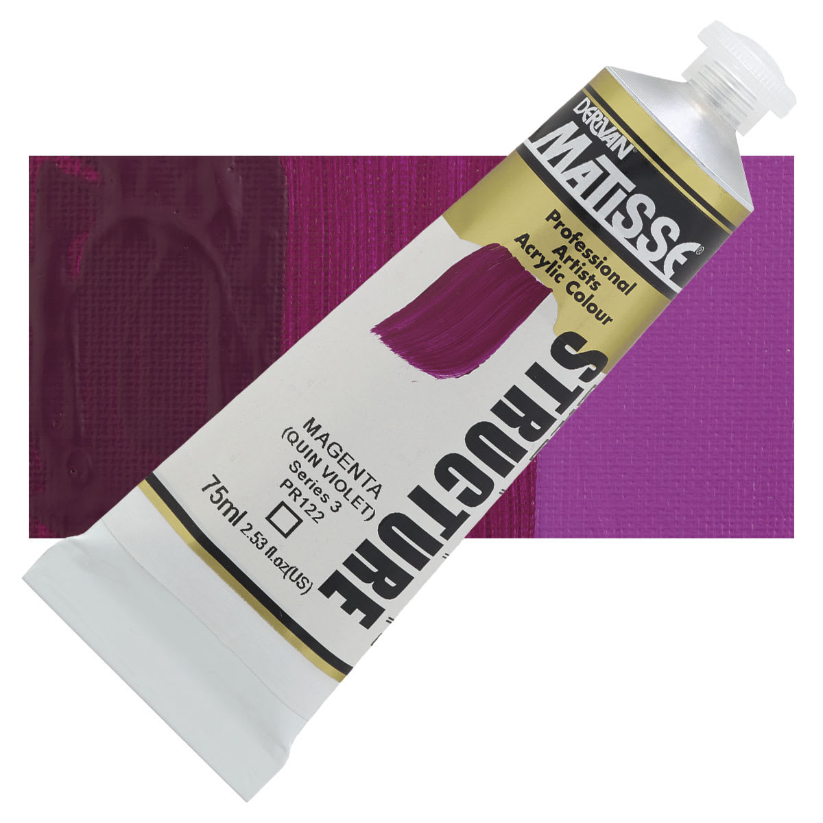 Matisse Structure Paint - Magenta Quin Violet, 75 ml tube and swatch
