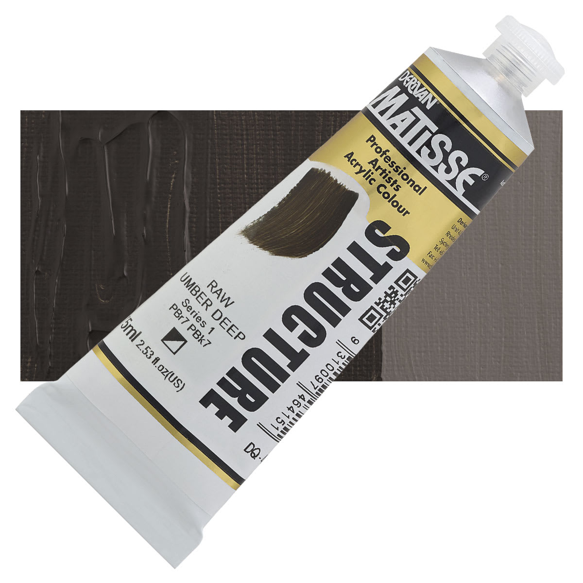Matisse Structure Paint - Raw Umber Deep, 75 ml tube and swatch