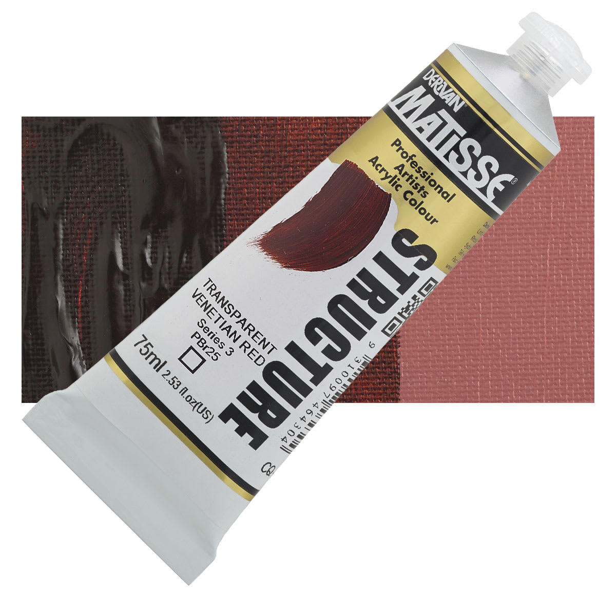 Matisse Structure Paint - Transparent Venetian Red, 75 ml tube and swatch