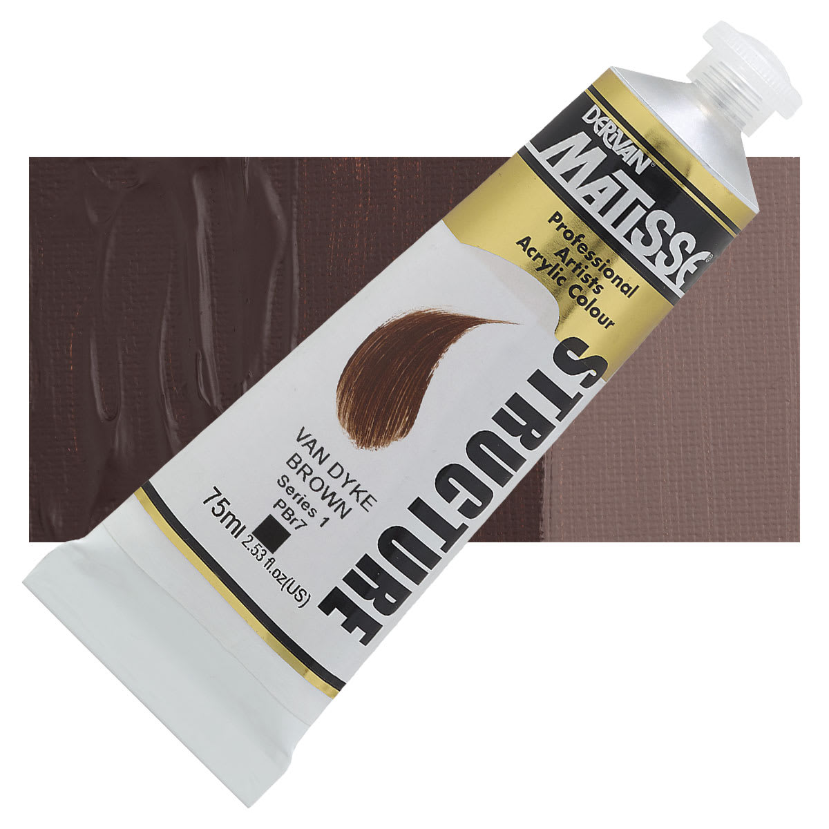 Matisse Structure Paint - Van Dyke Brown, 75 ml tube and swatch