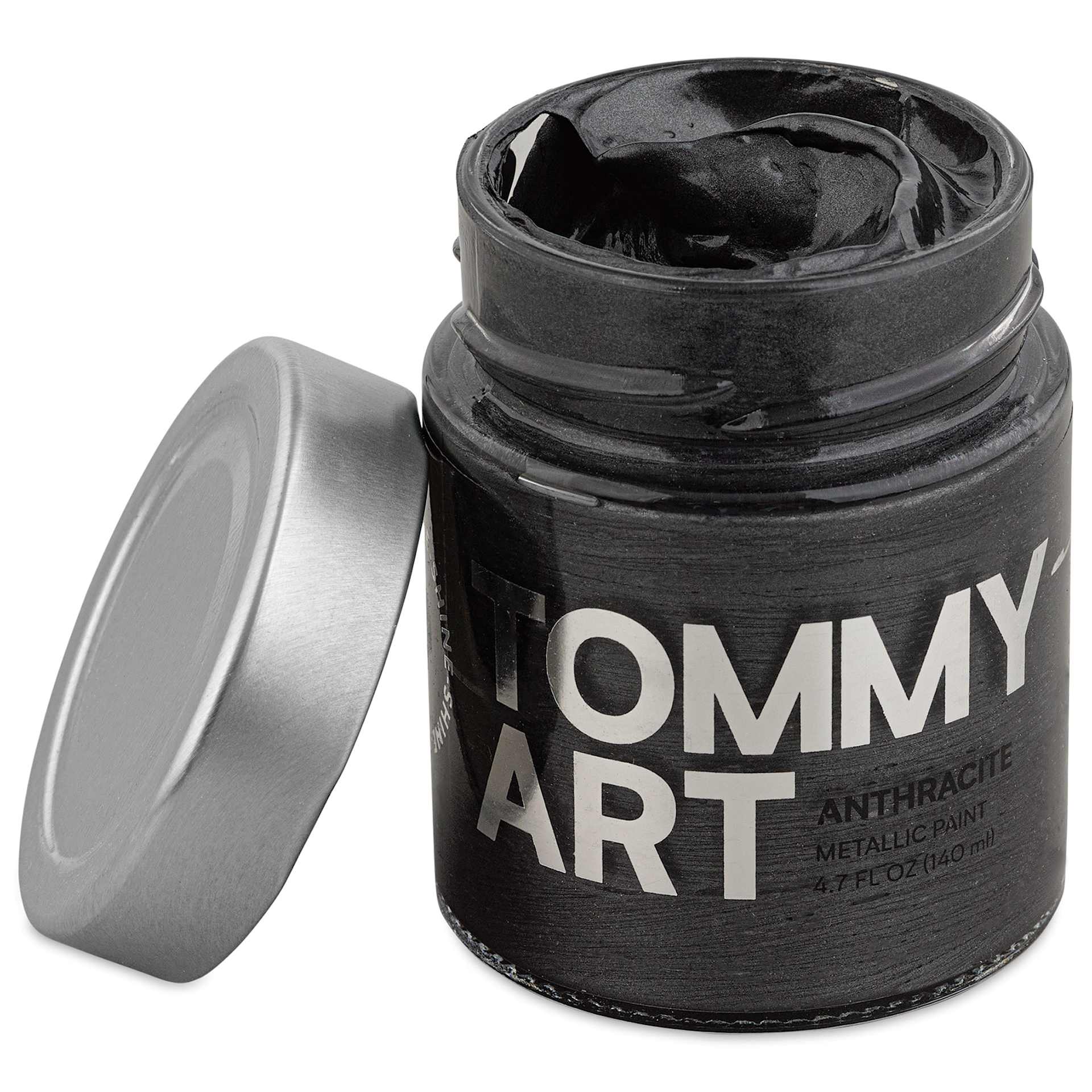 Tommy Art Mineral Paint - Anthracite (Metallic), 140 ml with lid removed