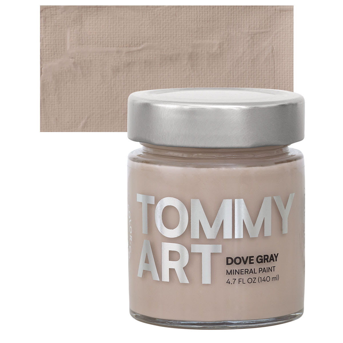 Tommy Art Mineral Paint - Dove Gray, 140 ml jar and swatch