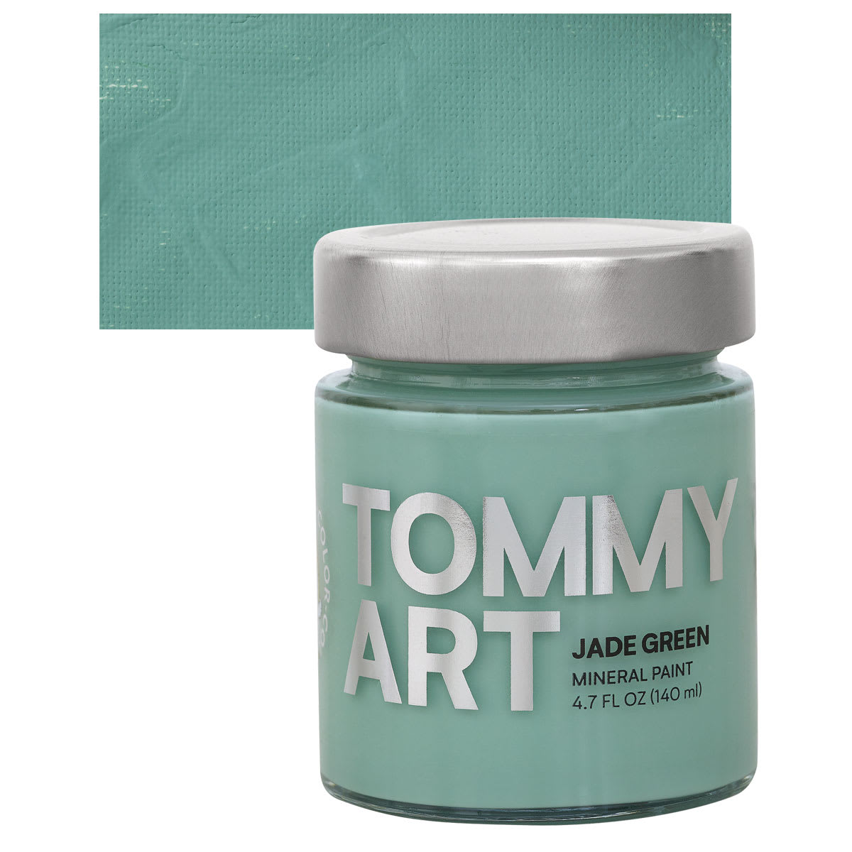Tommy Art Mineral Paint - Jade Green, 140 ml jar and swatch
