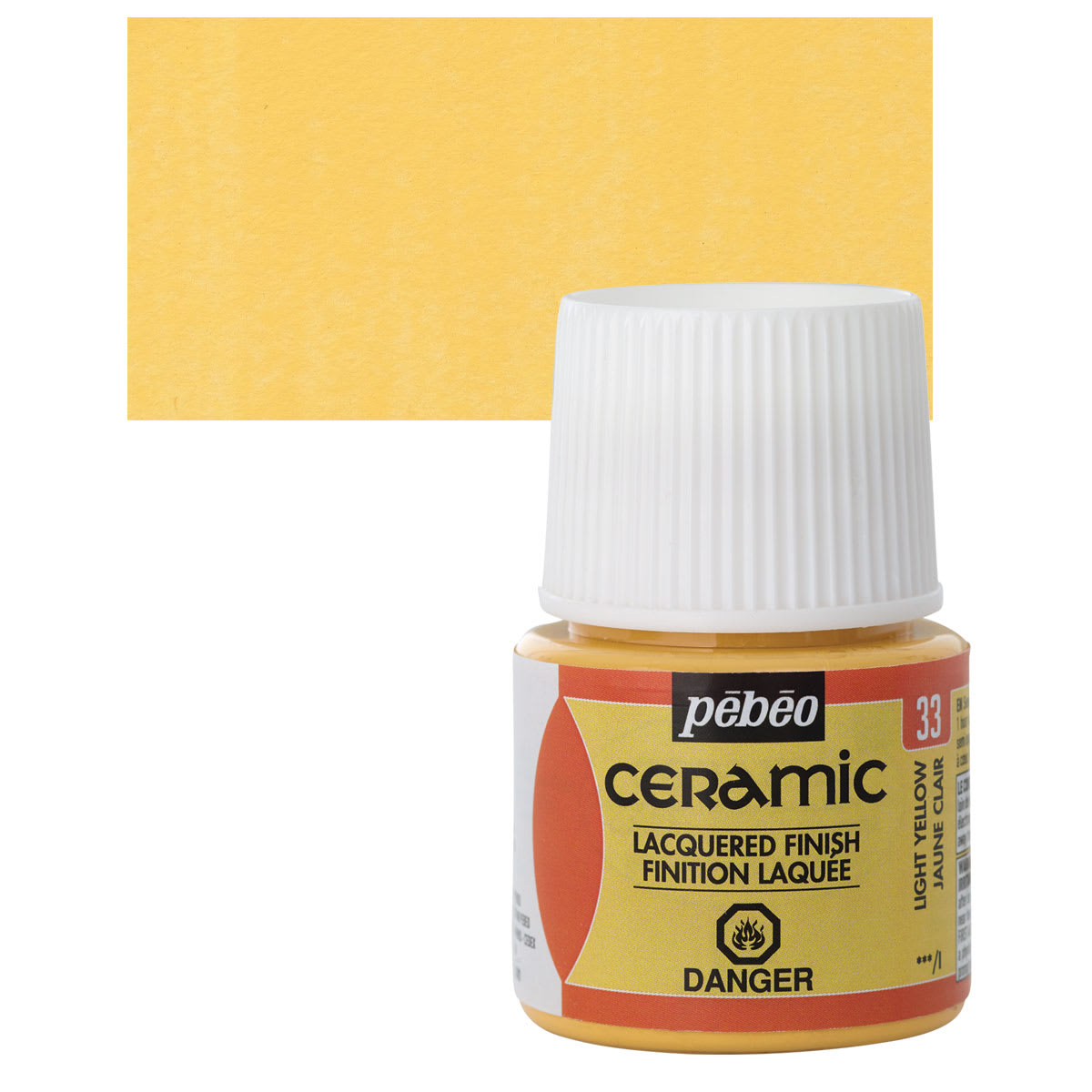 Pebeo Ceramic Paint - Light Yellow, 45 ml bottle and swatch