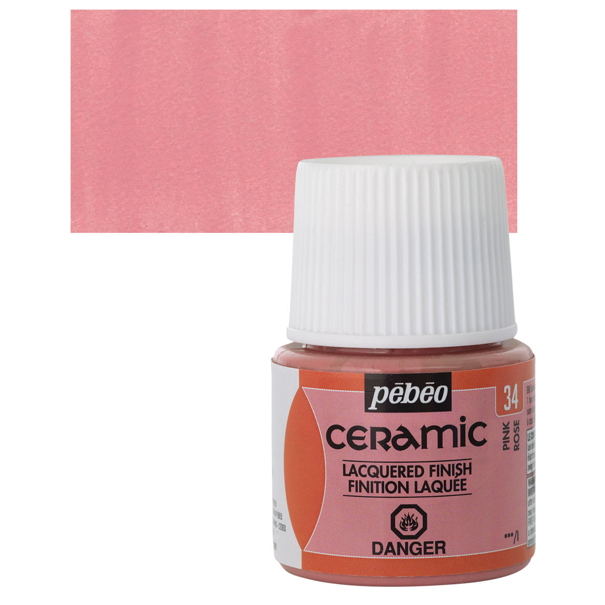 Pebeo Ceramic Paint - Pink, 45 ml bottle and swatch