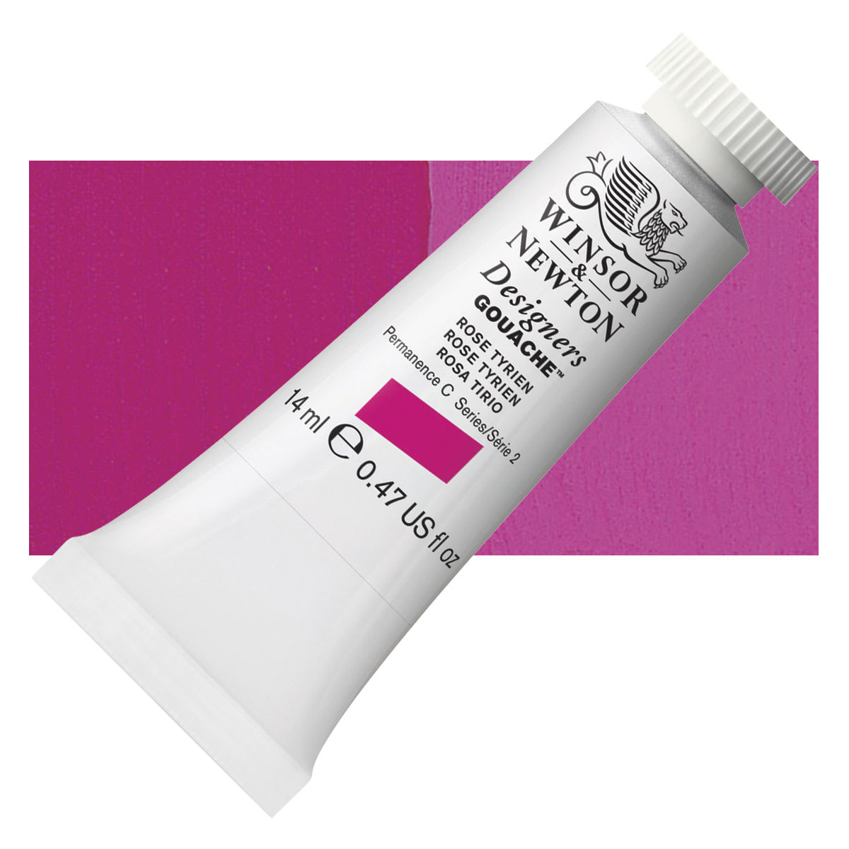 Winsor & Newton Designers Gouache - Rose Tyrien, 14 ml tube and swatch