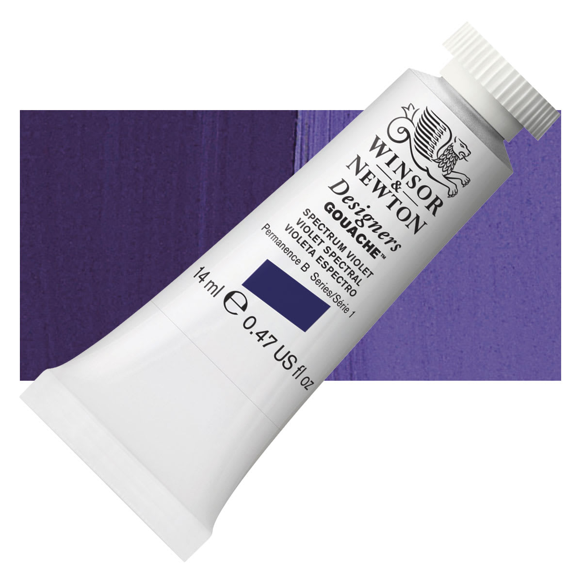 Winsor & Newton Designers Gouache - Spectrum Violet, 14 ml tube and swatch