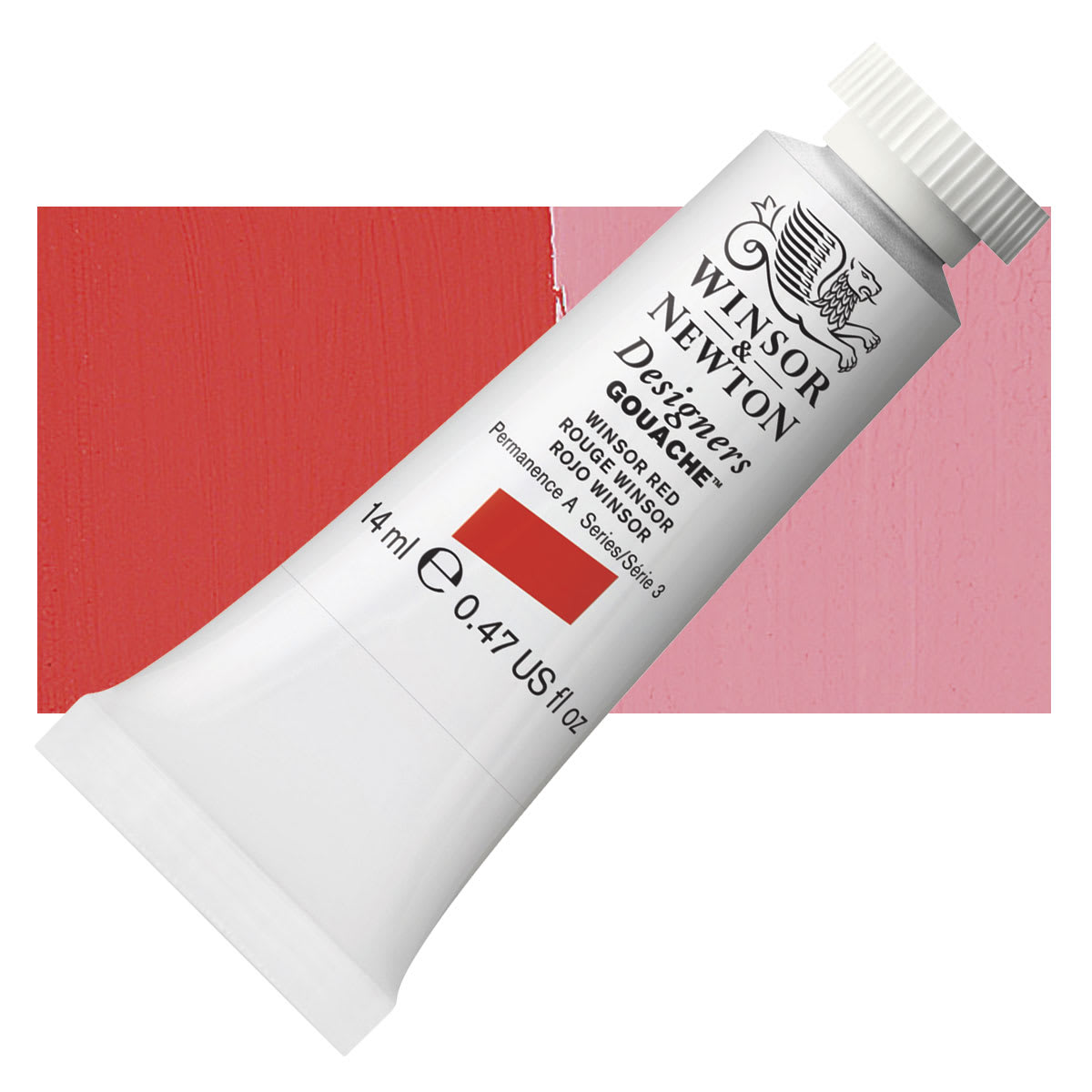 Winsor & Newton Designers Gouache - Winsor Red, 14 ml tube and swatch