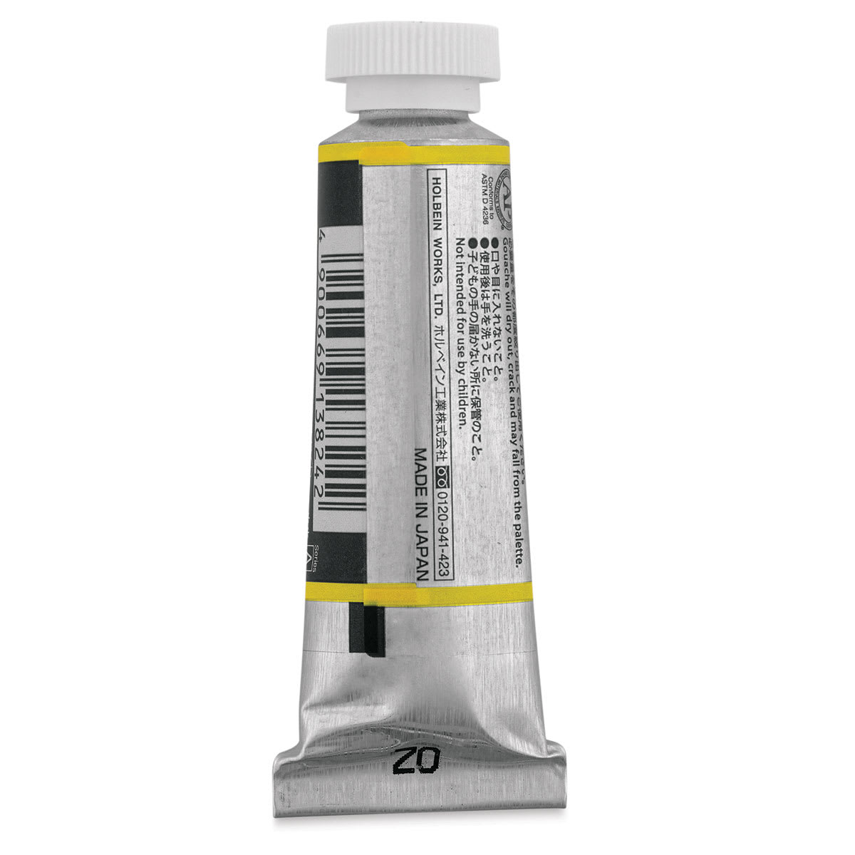 Holbein Irodori Artist Gouache - Gardenia Yellow, 15 ml, Tube (Back of tube)