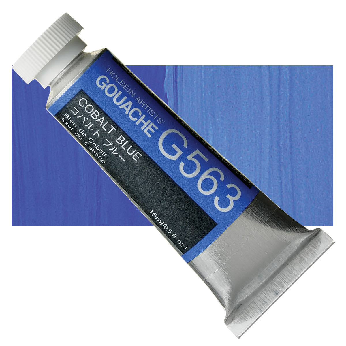 Holbein Artists' Gouache - Cobalt Blue, 15 ml tube and swatch