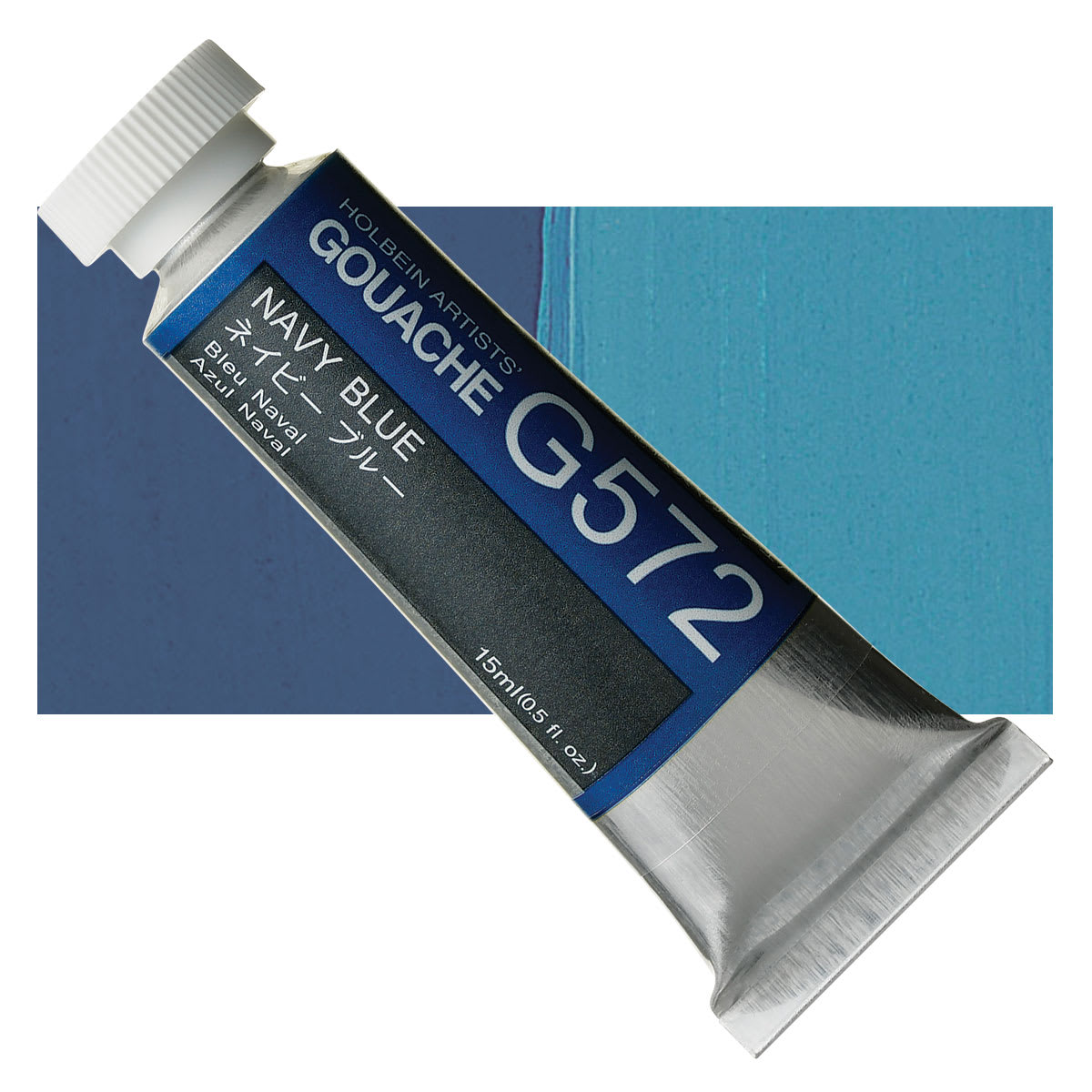 Holbein Artists' Gouache - Navy Blue, 15 ml tube and swatch