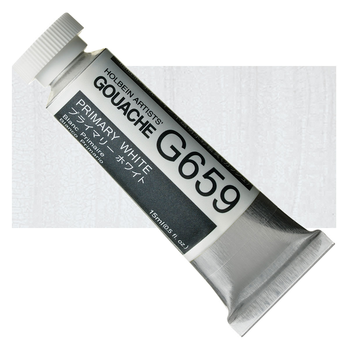 Holbein Artists' Gouache - Primary White, 15 ml tube and swatch