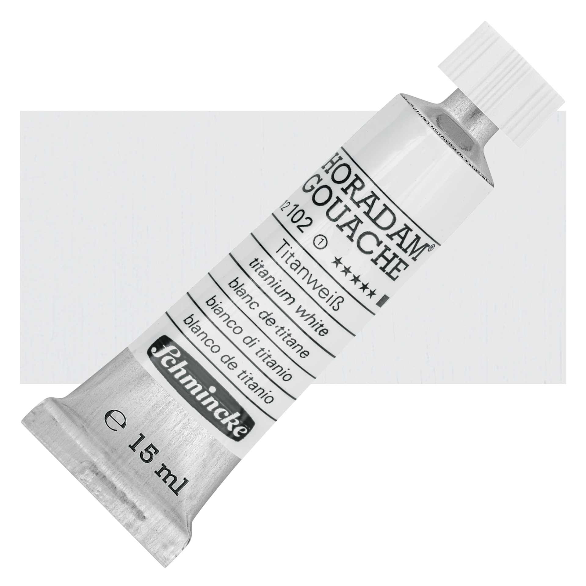 Schmincke Horadam Artist Gouache - Titanium White, 15 ml tube and swatch