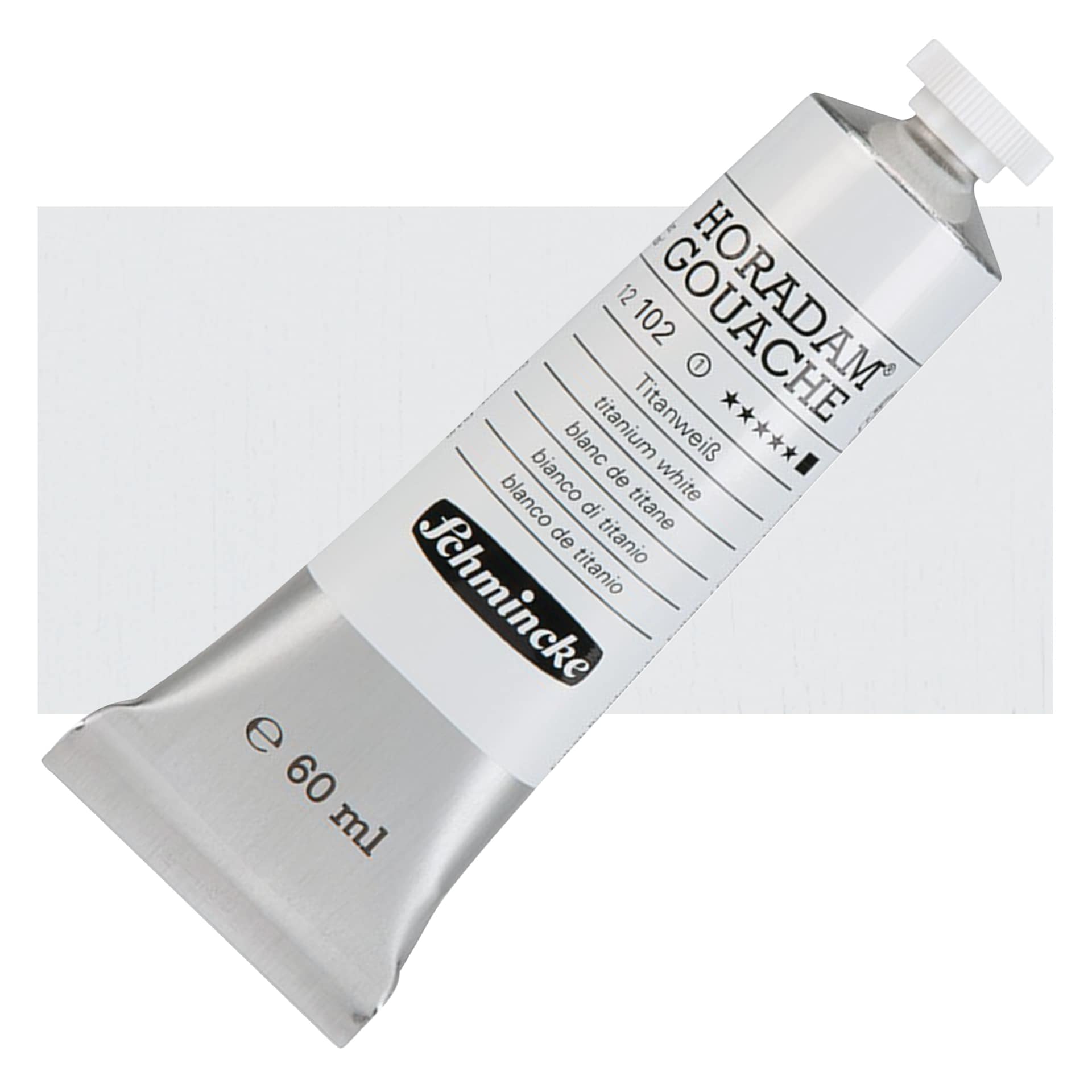 Schmincke Horadam Artist Gouache - Titanium White, 60 ml tube and swatch