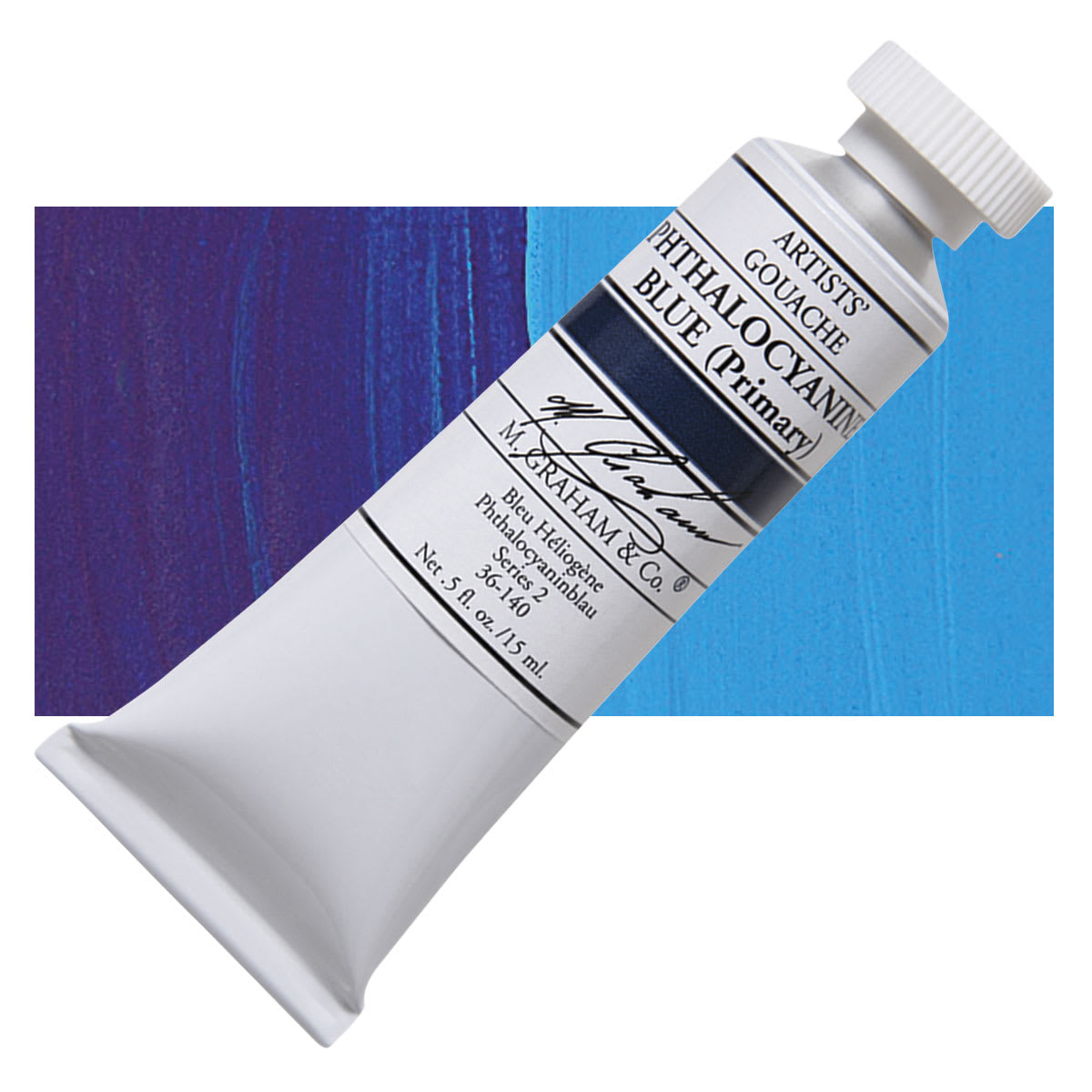 M. Graham Artists' Gouache - Phthalo Blue, 15 ml tube and swatch