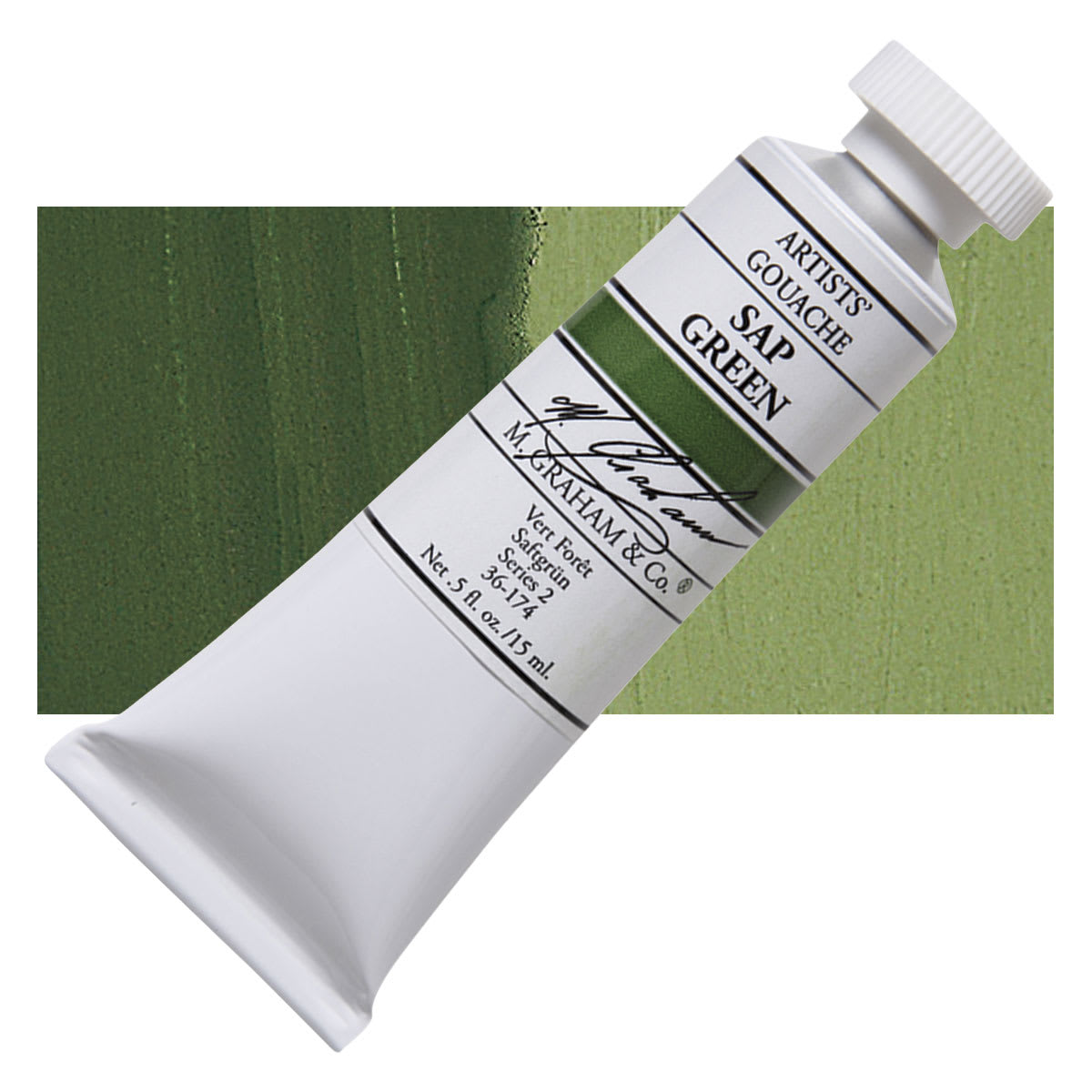 M. Graham Artists' Gouache - Sap Green Permanent, 15 ml tube and swatch