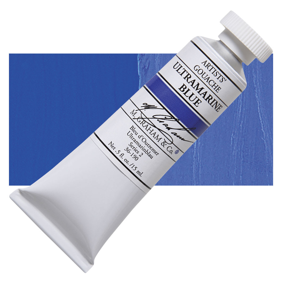 M. Graham Artists' Gouache - Ultramarine Blue, 15 ml tube and swatch