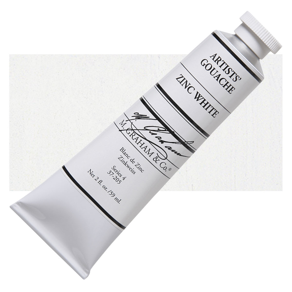 M. Graham Artists' Gouache - Zinc White, 59 ml tube and swatch