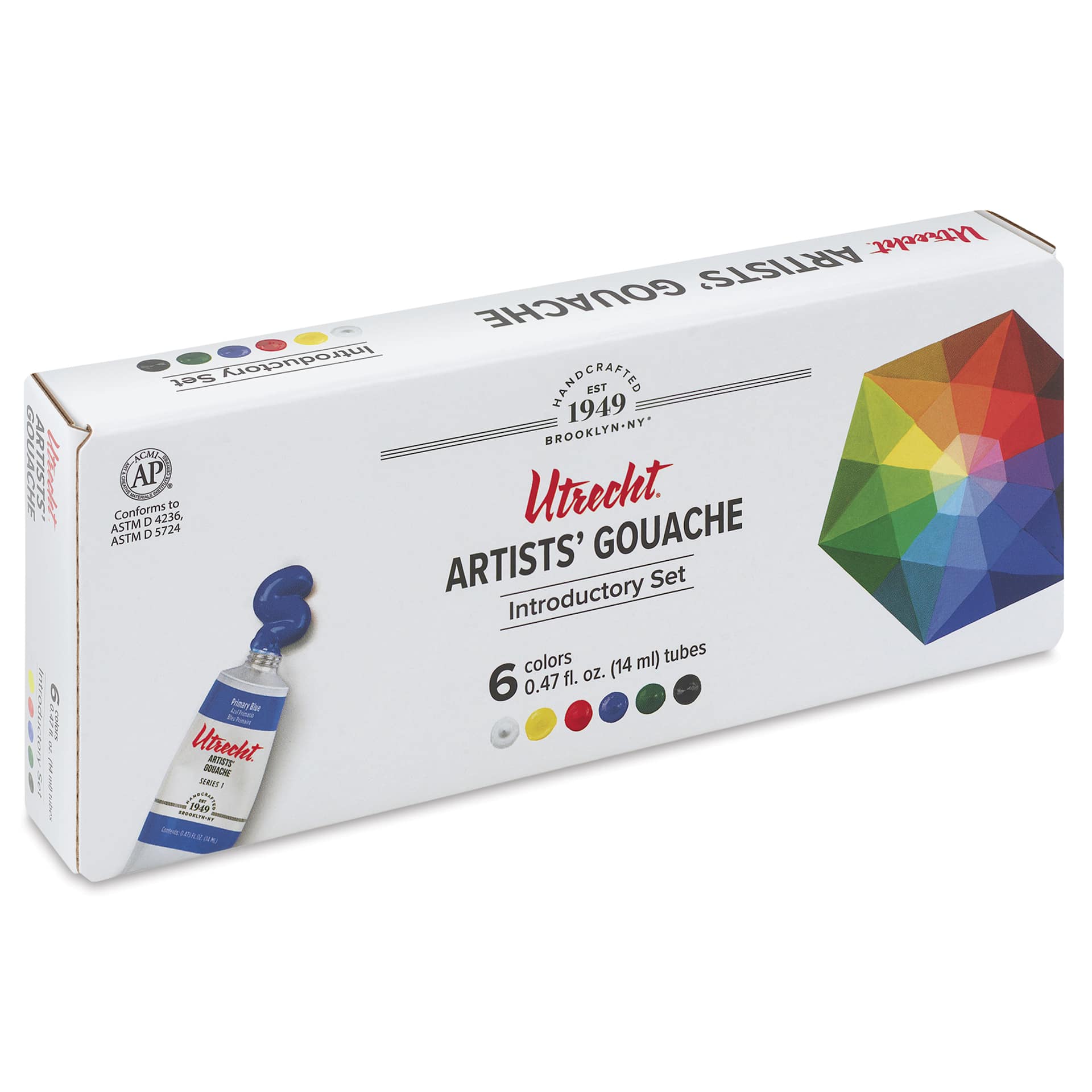 Utrecht Artists' Gouache - Introductory Set of 6, 14 ml Tubes, front of packaging